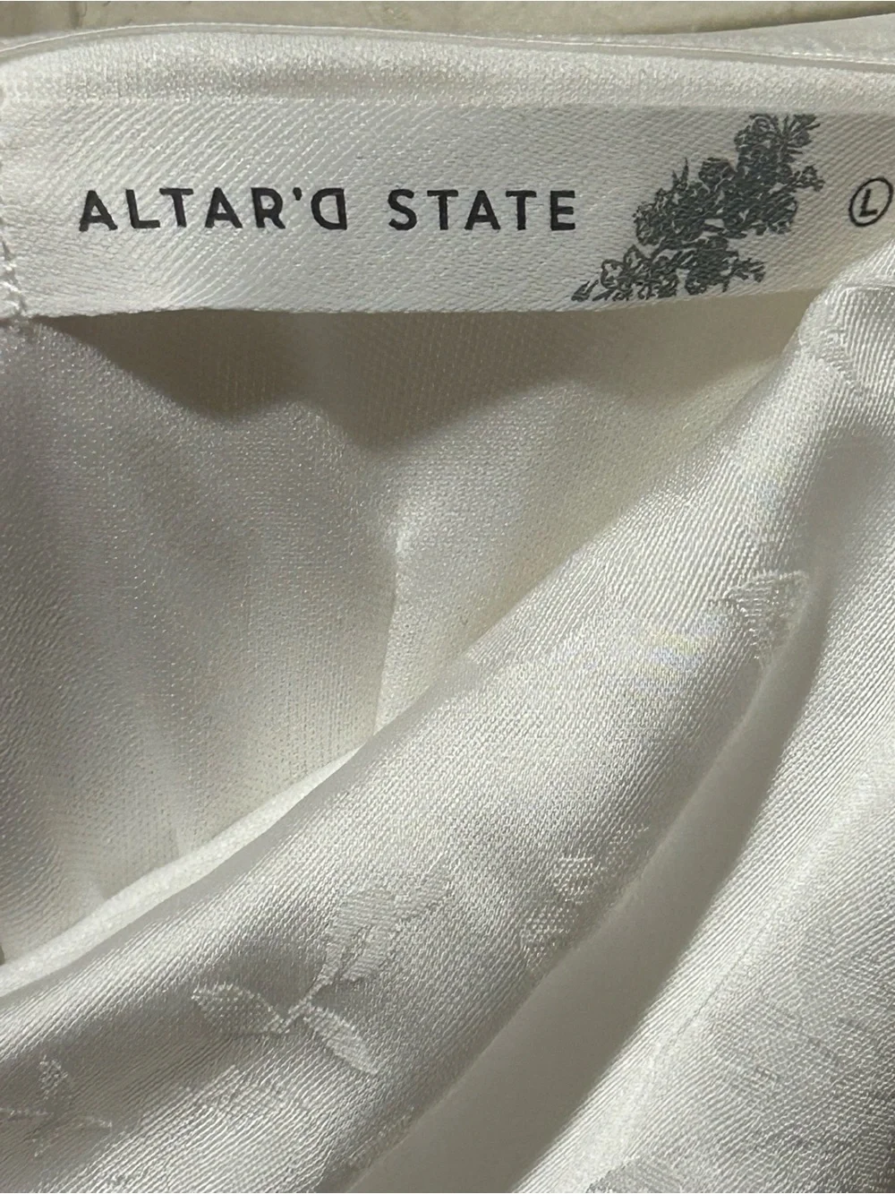 NWT Altar’d State Strapless Jacquard Dress White Floral , Large